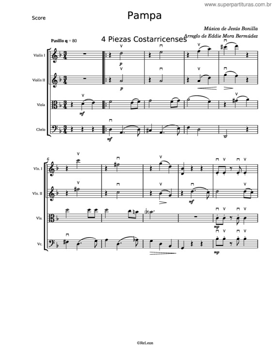 Partitura da música Pampa – Jesús Bonilla