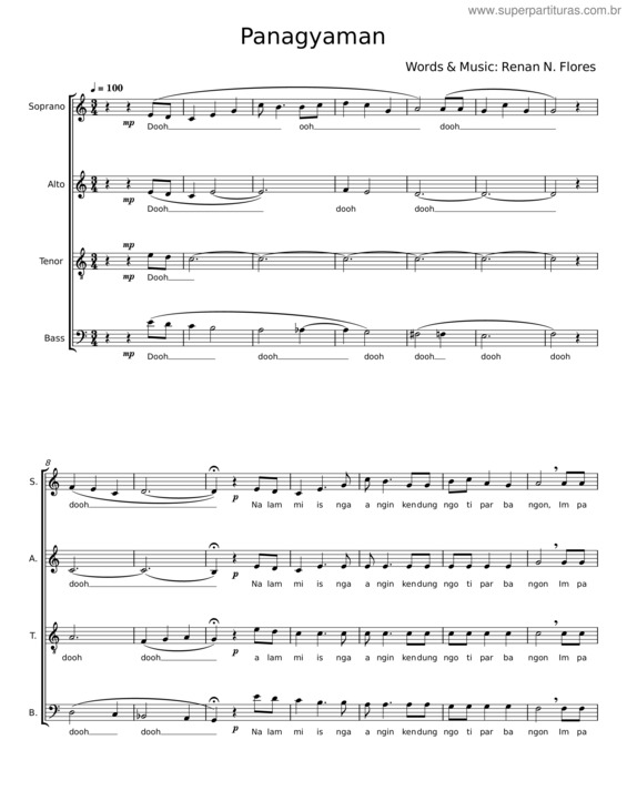 Partitura da música Panagyaman