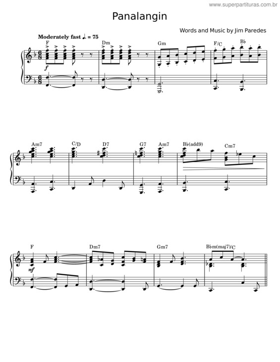 Partitura da música Panalangin – Jim Paredes