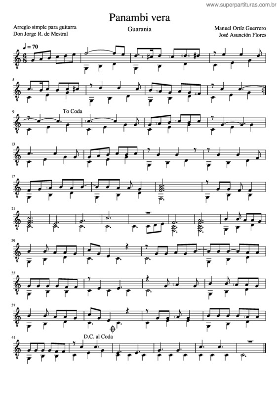 Partitura da música Panambi Vera