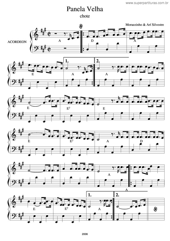 Partitura da música Panela Velha v.2