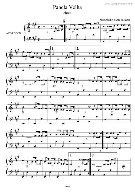 Partitura da música Panela Velha