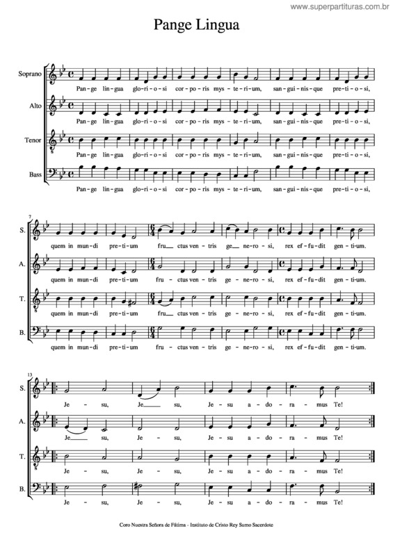 Partitura da música Pange Lingua – Polifónico
