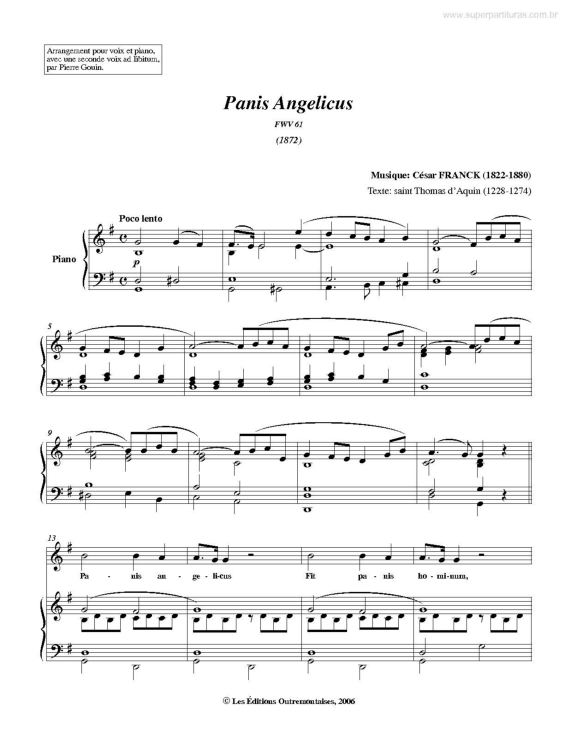 Partitura da música Panis Angelicus