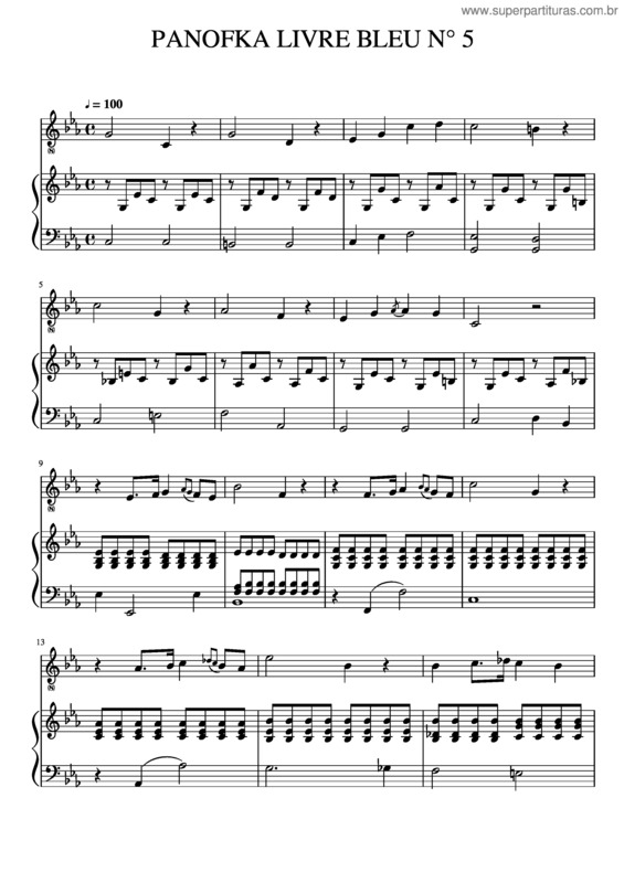 Partitura da música Panofka Livre Bleu N° 5