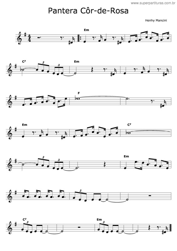 Partitura da música Pantera Cor De Rosa