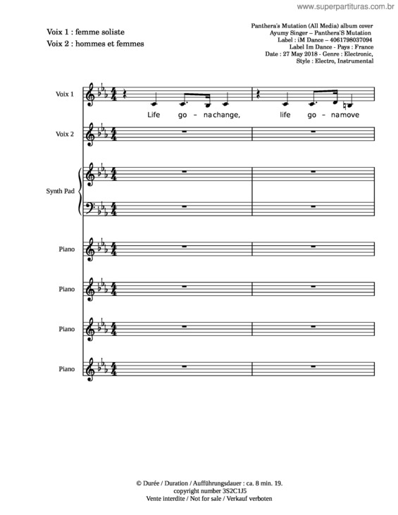 Partitura da música Pantheras Mutation – Ayumy Singer Pantheras Mutation
