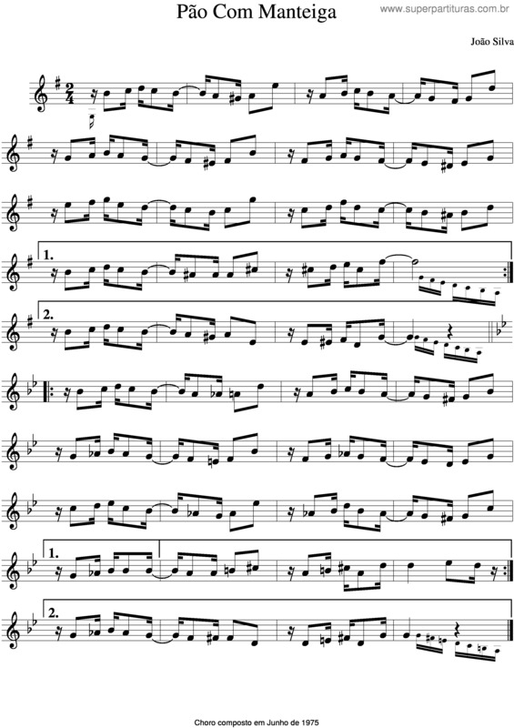 Partitura da música Pão Com Manteiga