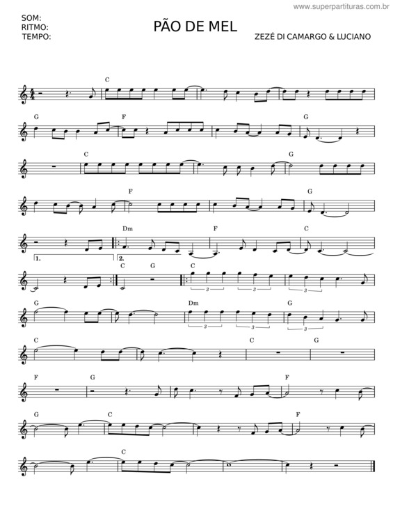 Partitura da música Pão De Mel v.6
