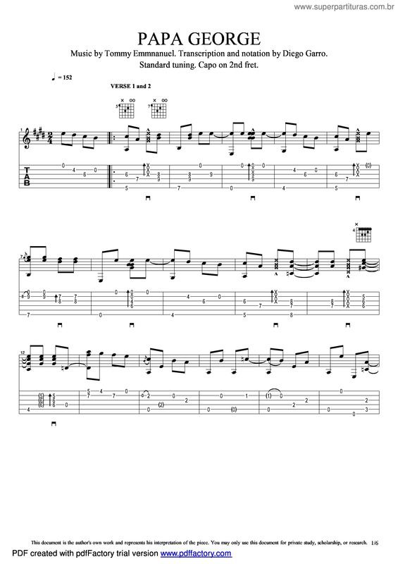 Partitura da música Papa George