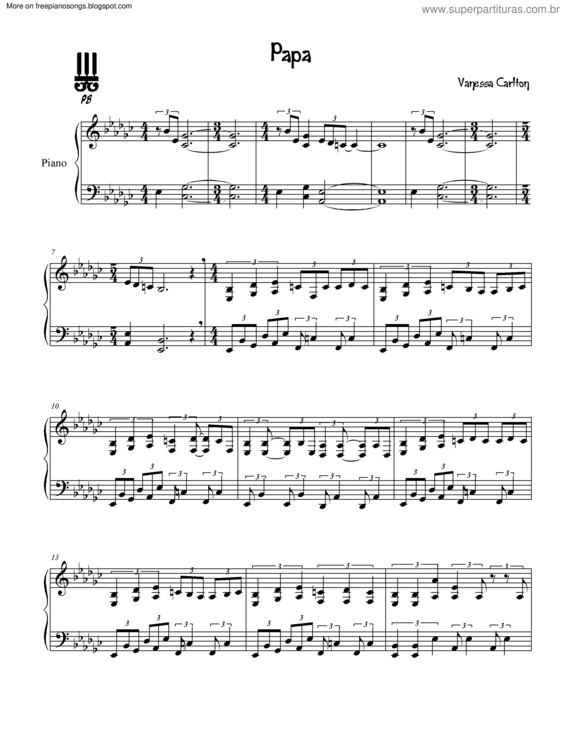 Partitura da música Papa