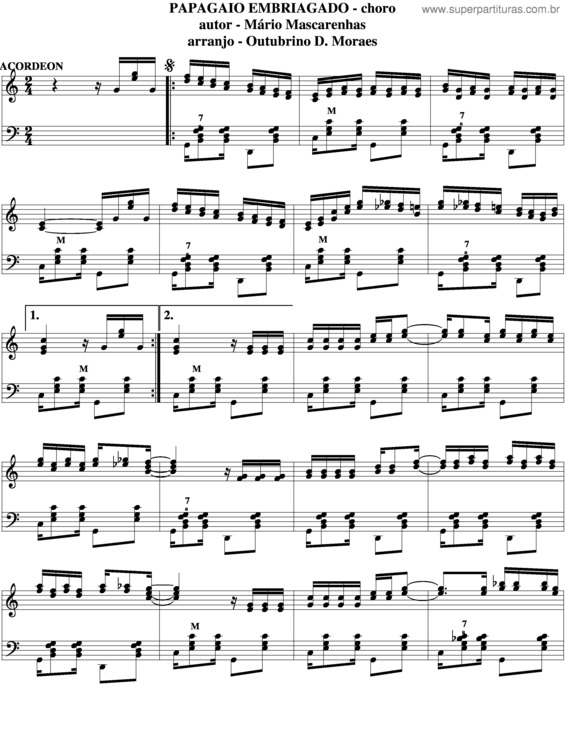 Partitura da música Papagaio Embriagado v.5