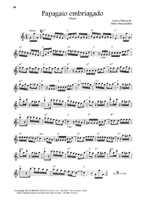 Partitura da música Papagaio Embriagado v.6