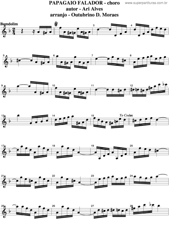 Partitura da música Papagaio Falador v.2