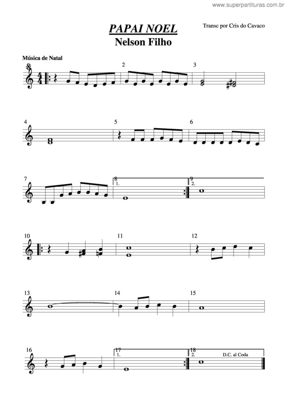 Partitura da música Papai Noel