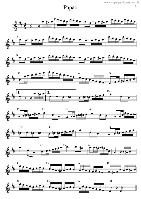 Partitura da música Papao