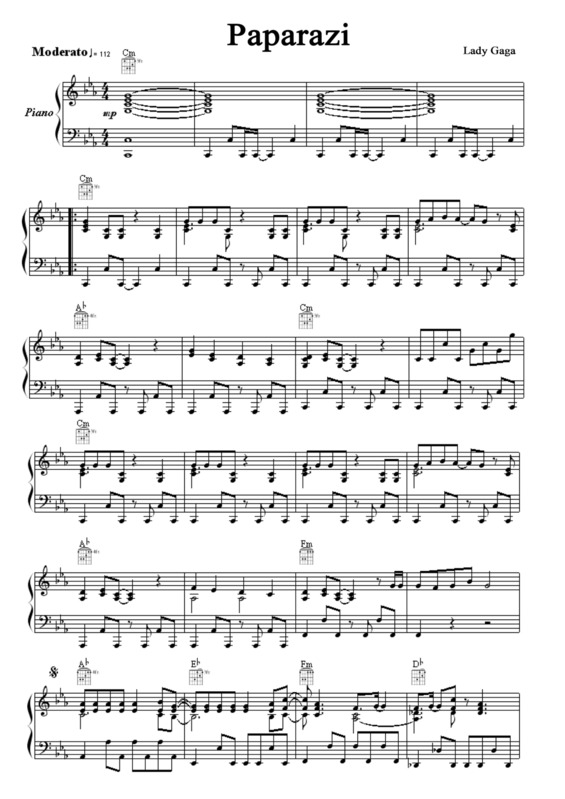 Partitura da música Paparazzi v.6