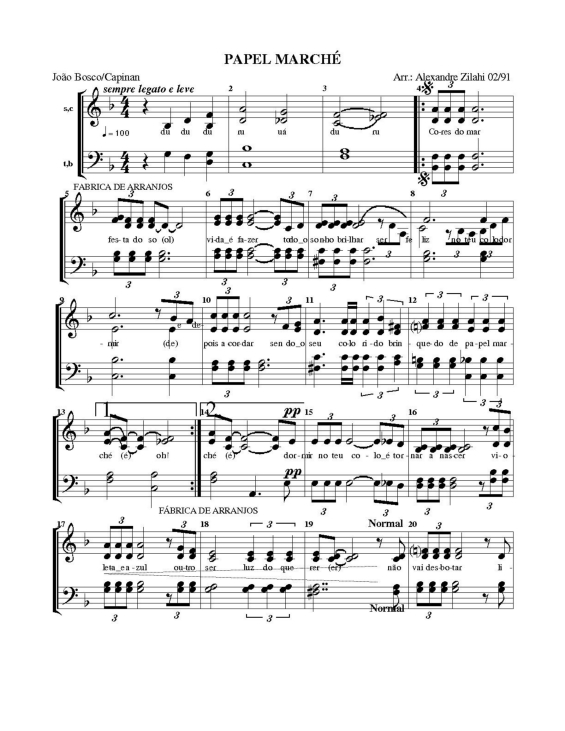 Partitura da música Papel Marché