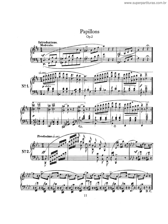 Partitura da música Papillons