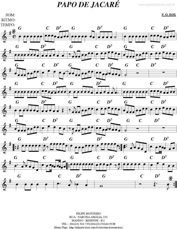 Partitura da música Papo De Jacaré