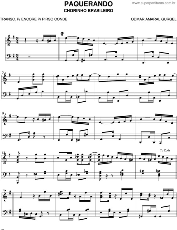 Partitura da música Paquerando v.2