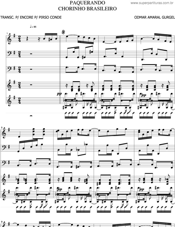 Partitura da música Paquerando