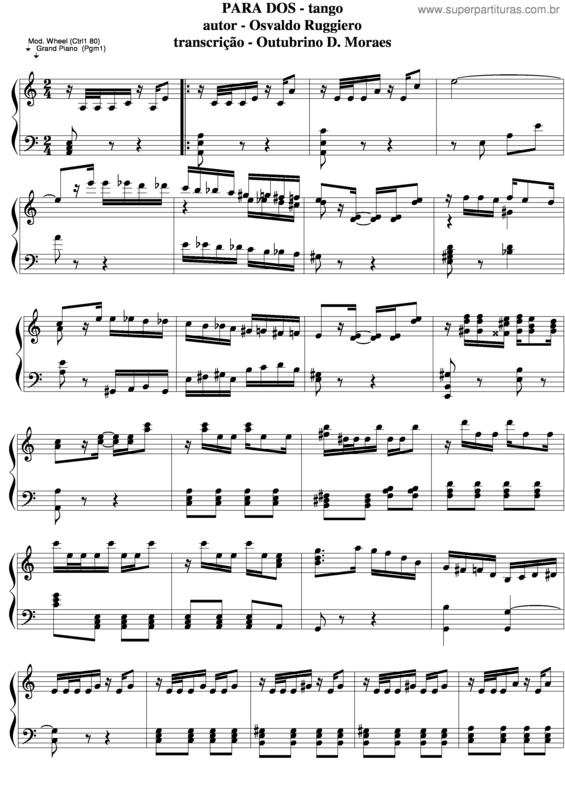 Partitura da música Para Dos