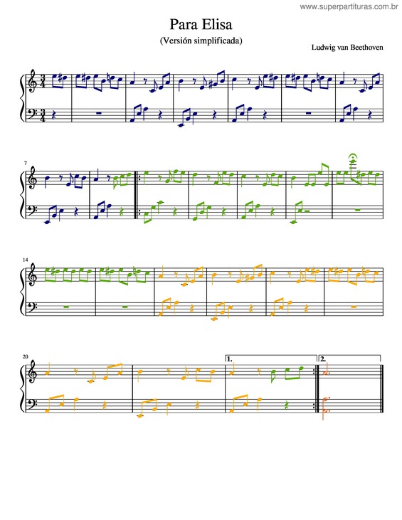 Partitura da música Para Elisa v.4