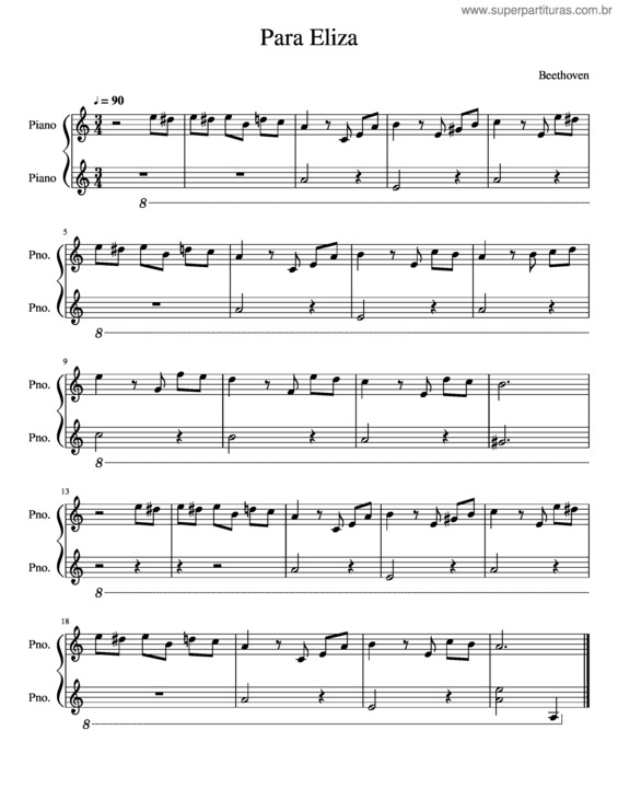 Partitura da música Para Eliza