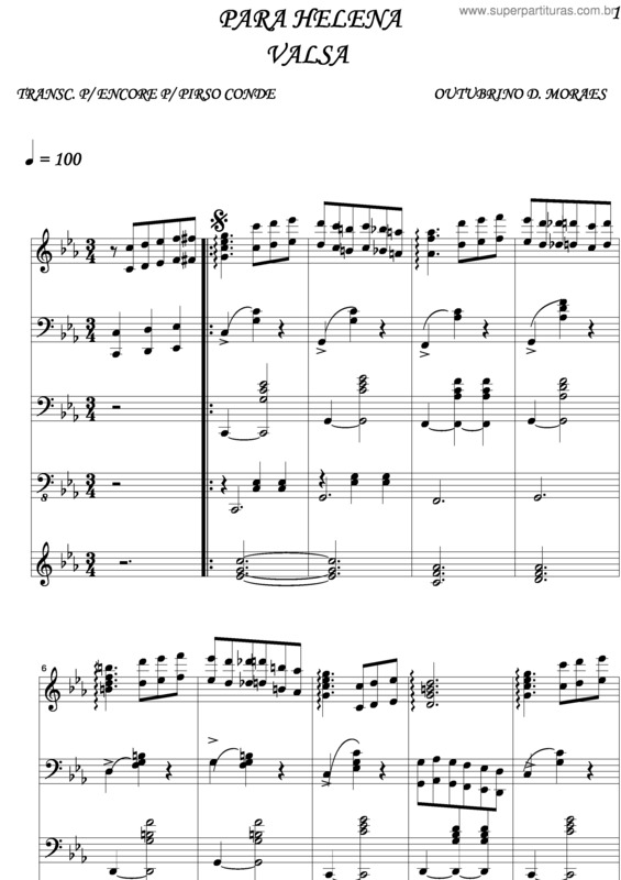 Partitura da música Para Helena