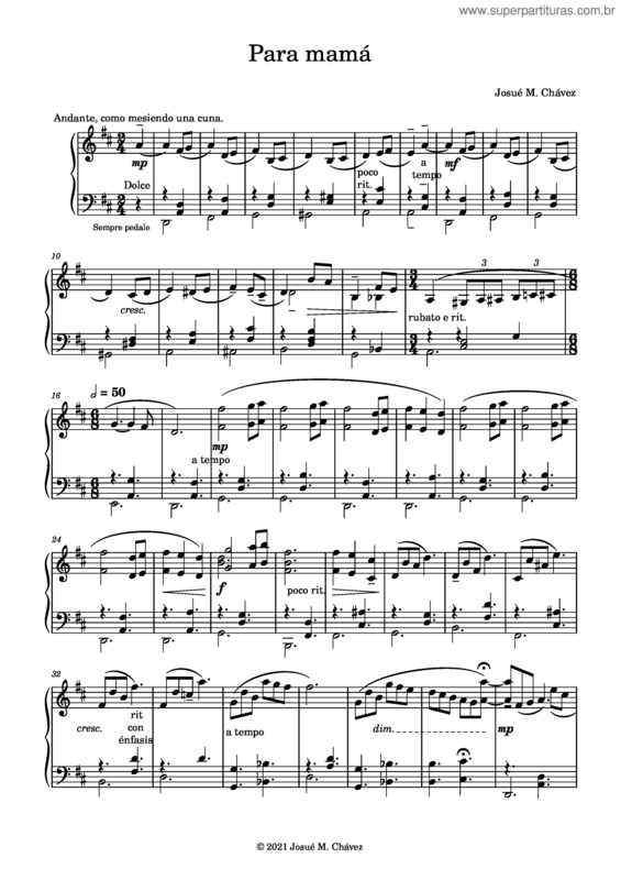 Partitura da música Para Mamá