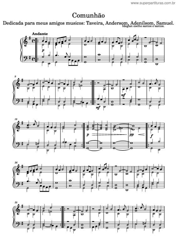 Partitura da música Para Meus Amigos Que Tenho Muita Comunhão Musical