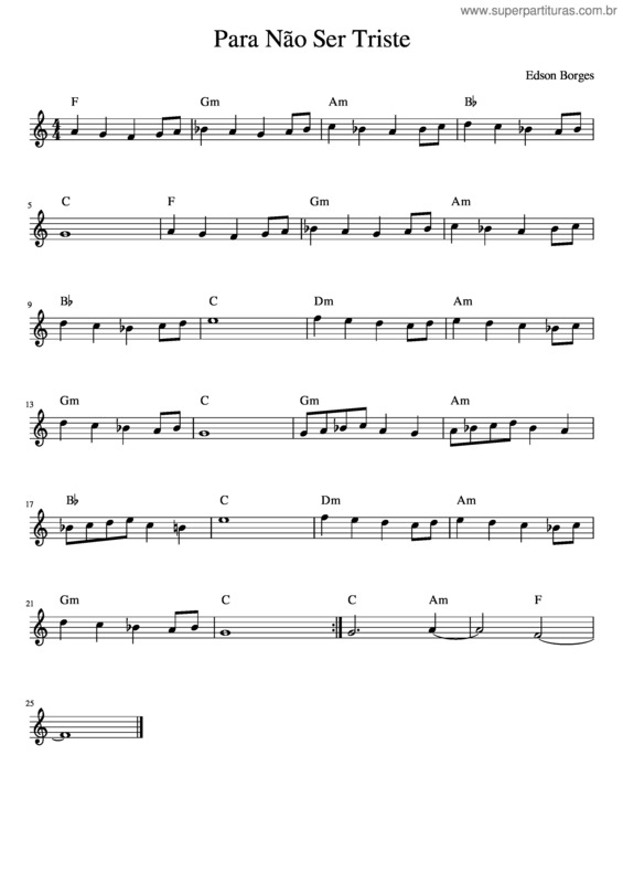 Partitura da música Para Não Ser Triste