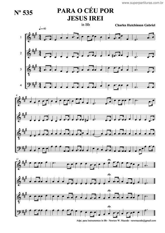 Partitura da música Para O Céu Por Jesus Irei v.3