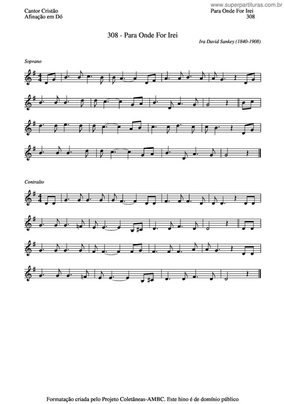 Partitura da música Para Onde For Irei v.2