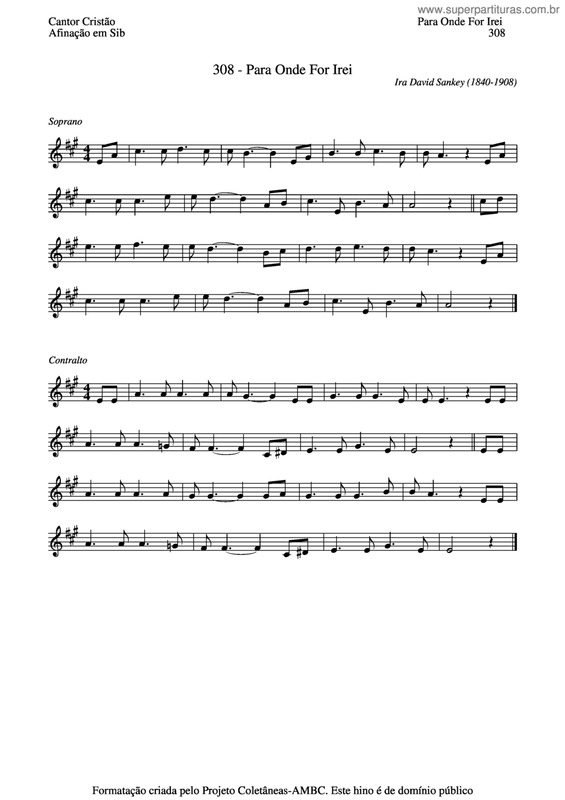 Partitura da música Para Onde For Irei v.3