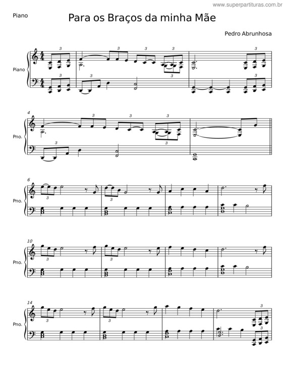 Partitura da música Para Os Bracos Da Minha Mae – Pedro Abrunhosa v.2