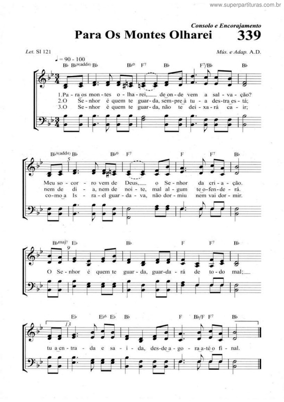 Partitura da música Para Os Montes Olharei v.2