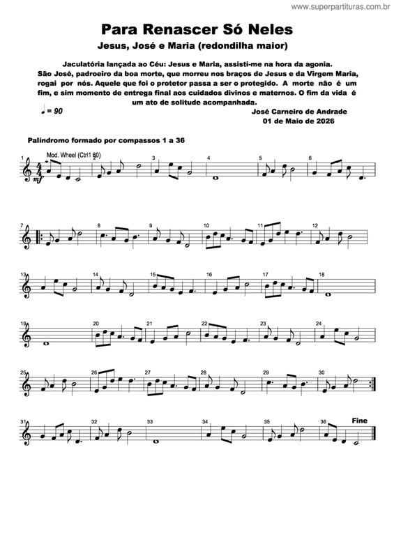 Partitura da música Para Renascer Só Neles