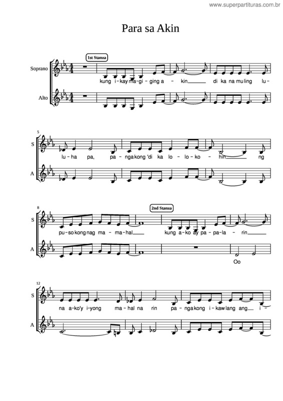 Partitura da música Para Sa Akin -Ssaa