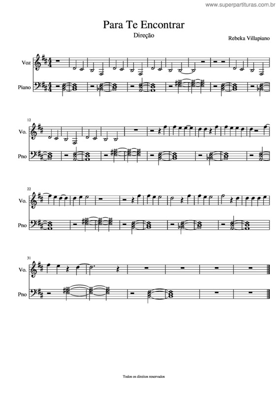 Partitura da música Para Te Encontrar – Rebeka Villapiano