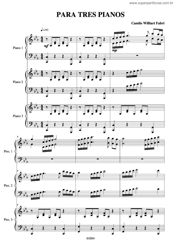Partitura da música Para Tres Pianos