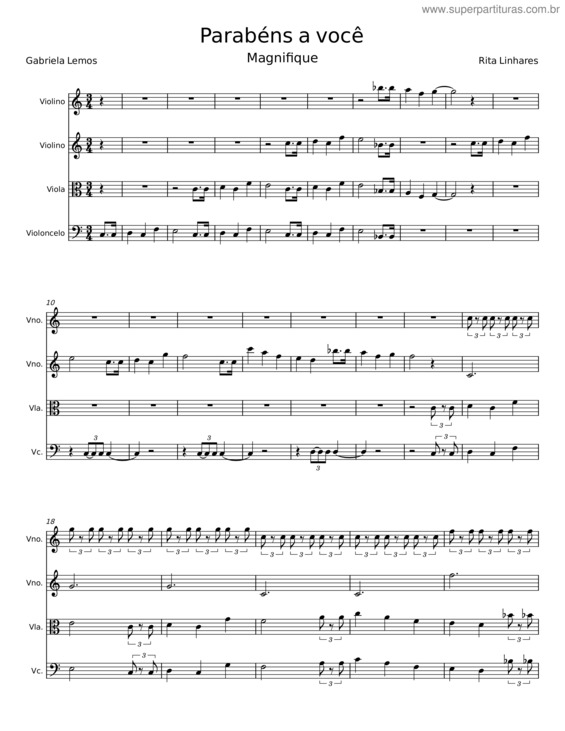Partitura da música Parabéns A Você v.11