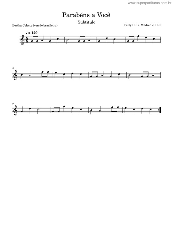 Partitura da música Parabéns A Você v.13