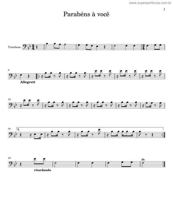 Partitura da música Parabéns À Você v.14
