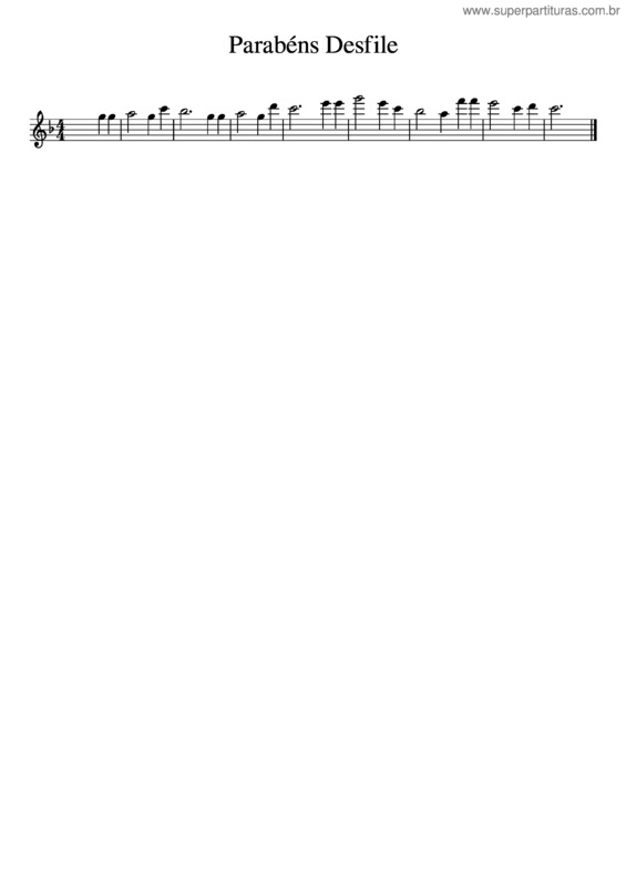 Partitura da música Parabéns Desfile