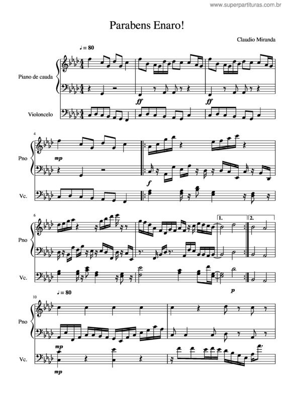 Partitura da música Parabens Enaro!