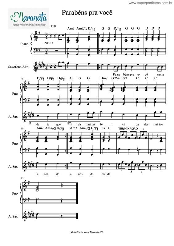 Partitura da música Parabéns Pra Você v.13