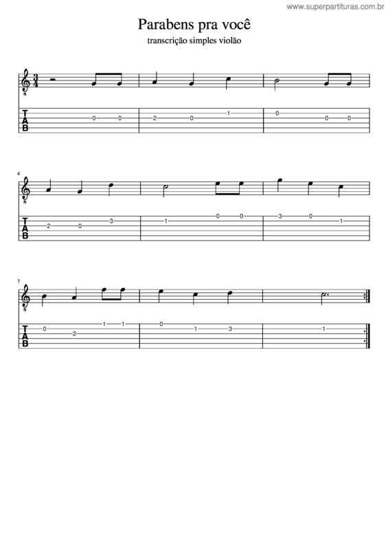 Partitura da música Parabéns Pra Você v.16