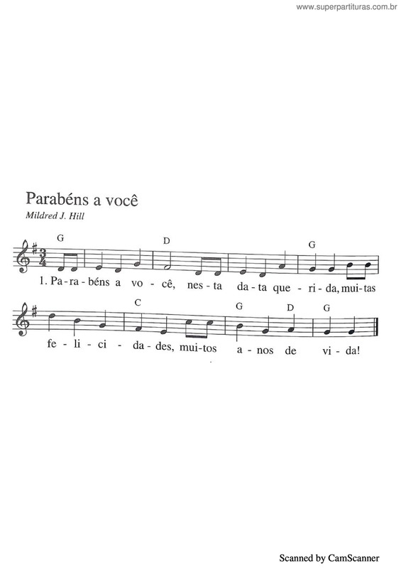 Partitura da música Parabéns Pra Você v.7